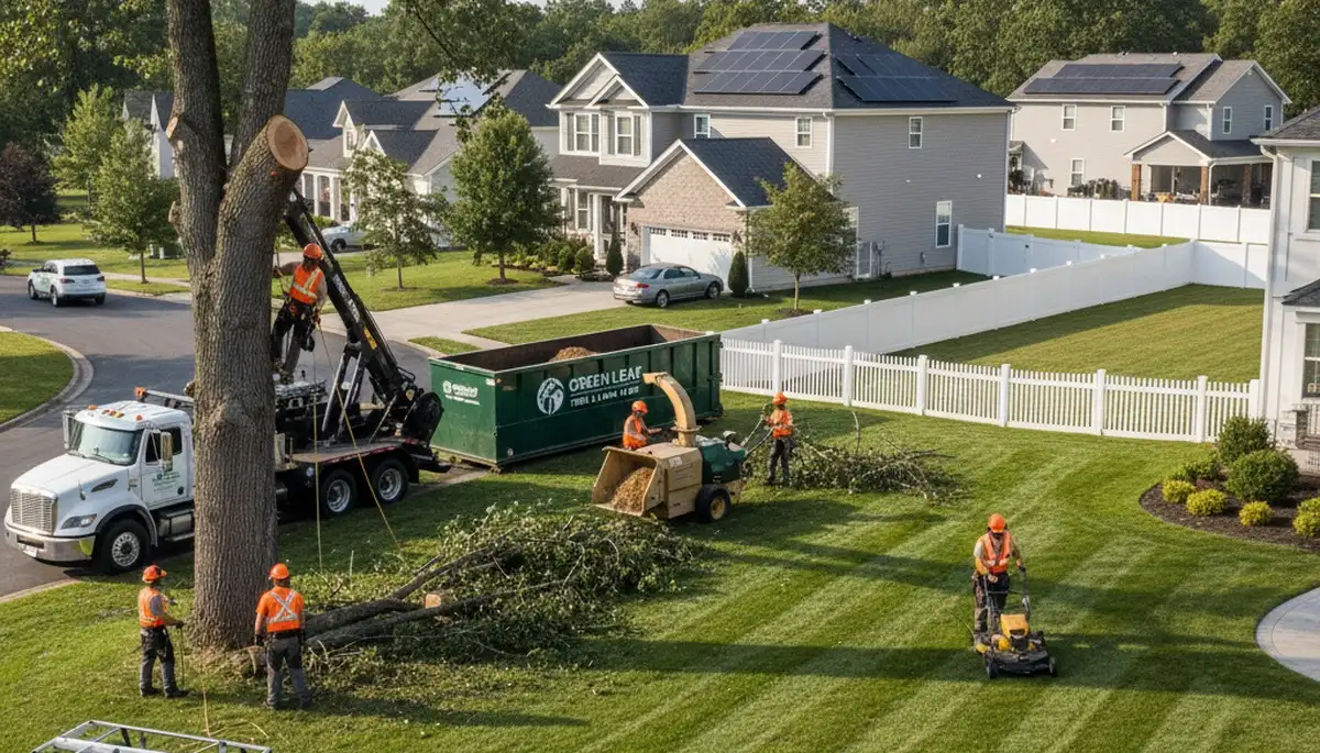 Professional lawn and tree service crew maintaining healthy yard in Columbus, OH