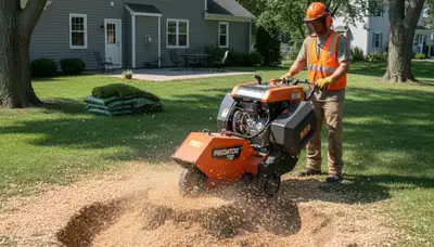 Professional stump grinding removing tree stumps in Blacklick, Columbus, OH for lawn and landscape restoration