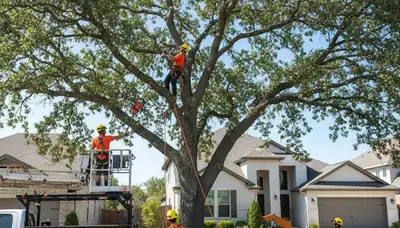 Arborist performing expert tree pruning in Columbus, OH for healthy residential trees