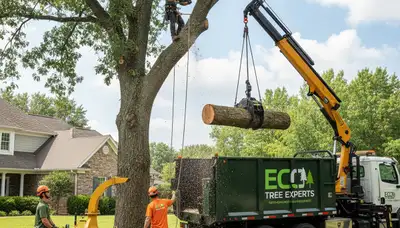 Professional tree removal service in Columbus, OH by Chop Chop Tree experts removing large oak safely