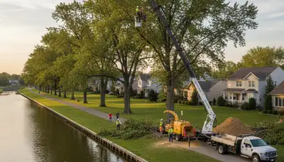 Professional tree removal service in Columbus, OH safely cutting and clearing large trees