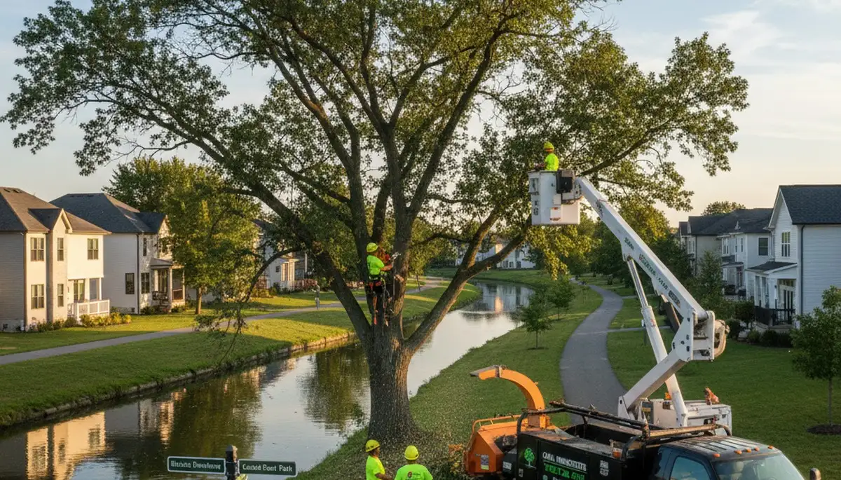Professional tree removal service in Columbus, OH safely cutting and clearing large trees