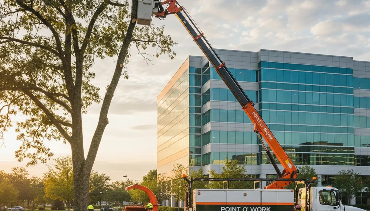 Professional tree removal service in Columbus, OH safely cutting and clearing large backyard trees