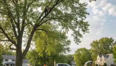 Professional tree removal service in Columbus, OH by expert arborists clearing residential property