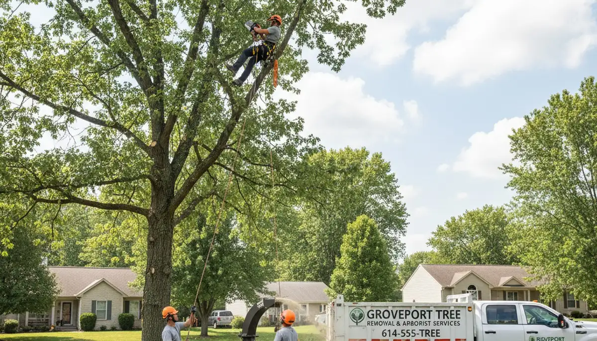 Professional tree removal service in Columbus, OH removing large oak safely