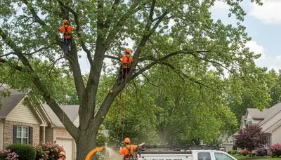 Professional tree removal service team working safely in Columbus, Ohio