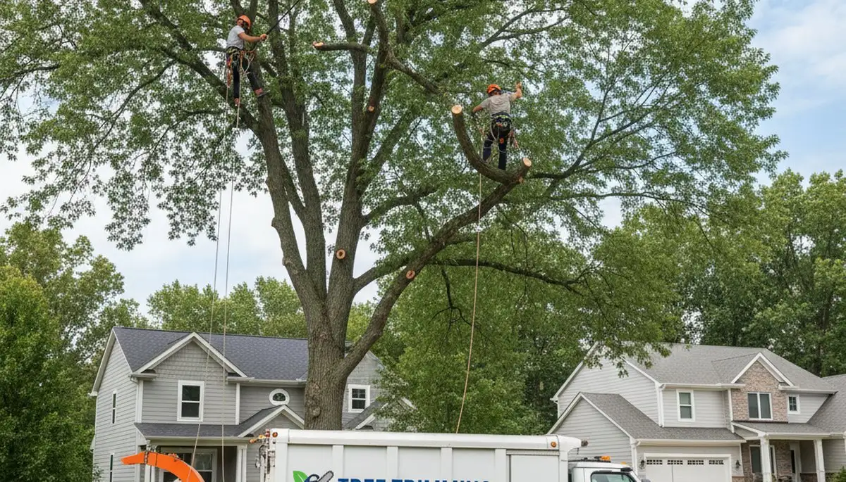 Professional tree removal service in Columbus, OH removing large oak safely