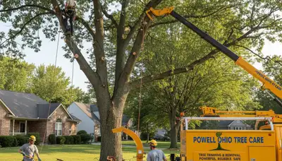 Professional tree removal service in Columbus, OH safely cutting and clearing large trees